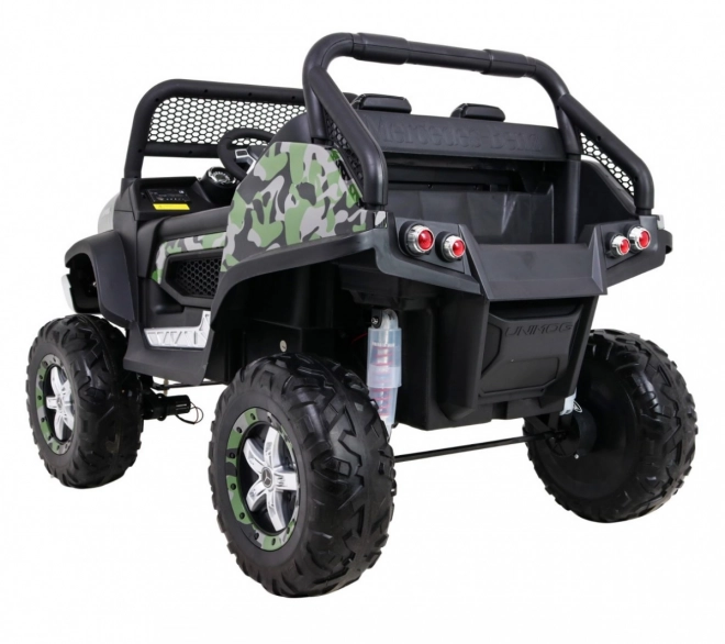 Mercedes Benz Unimog für Kinder Farbe Moro + 4x4 + Fernsteuerung + Gepäckträger + kostenloses Starten + Radio MP3 + LED-Diode