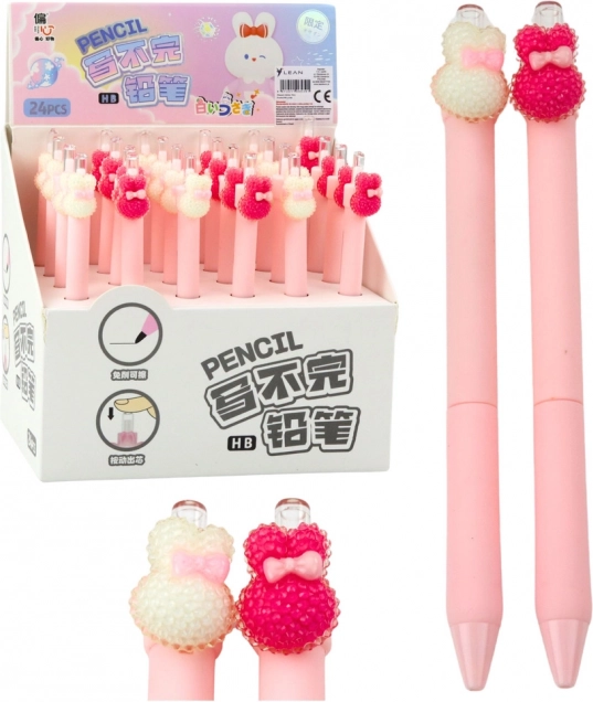 Automatischer Stift mit dekorativem Häschen rosa 15cm