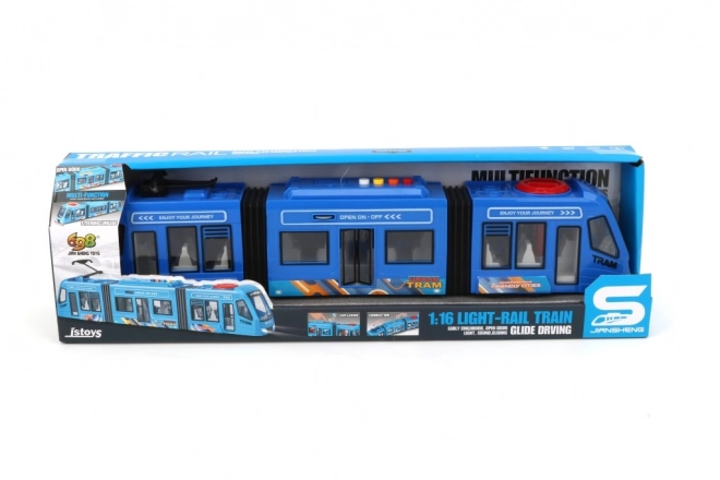 Blauer Straßenbahnmodell 1:16