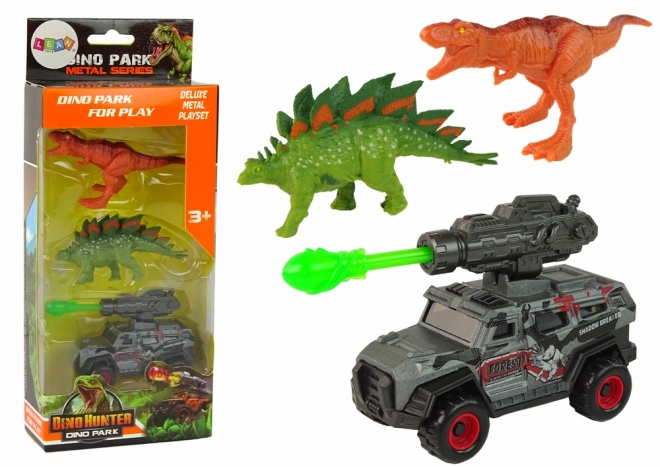 Dinosaurier-Figuren-Set mit Fahrzeug und Rakete Grün