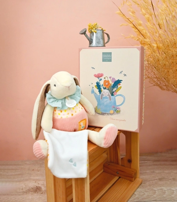 Doudou Geschenkset Rosa Kaninchen Ciboulette mit Decke