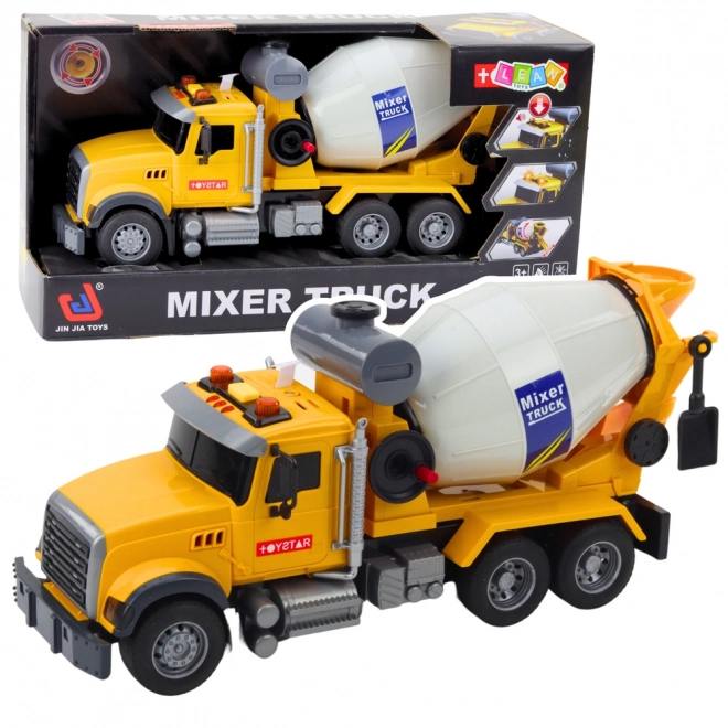 Gelber Betonmischer-LKW mit Licht- und Soundeffekten