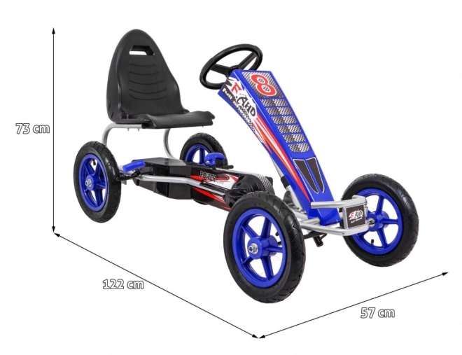 Gokart Full Ahead AIR mit Pedalen für Kinder ab 3 Jahren Blau + Sitzverstellung + Aufblasbare Räder + Handbremse