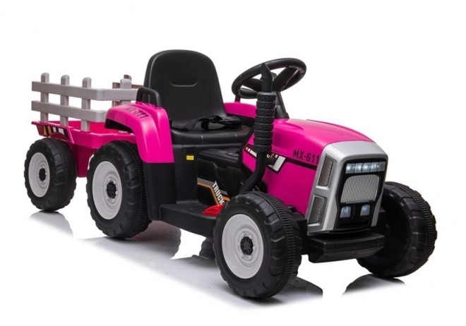 Traktor auf Akku mit Anhänger Rosa