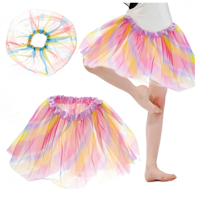 Tutu Tüllrock Regenbogen Kostüm