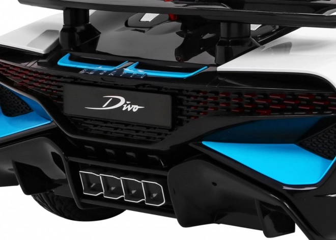 Bugatti Divo Elektrisches Kinderauto weiß + Fernbedienung + EVA + Langsamer Start + LED MP3