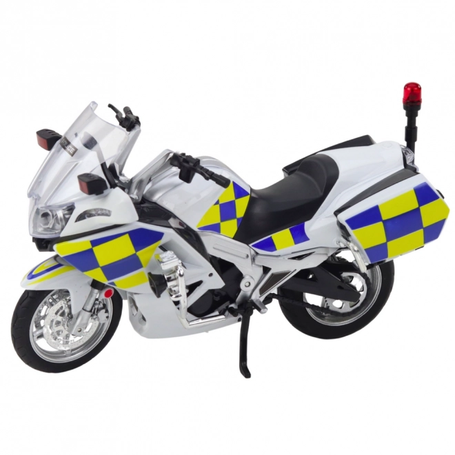 Metallpolizeimotorrad mit Lichtern und Geräuschen weiß