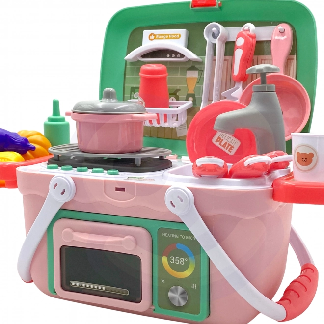 Woopie Tragbare Kinderküche im Korb 30-teilig