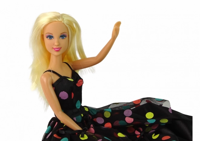 Puppe Lucy mit Schwarzem Punktkleid