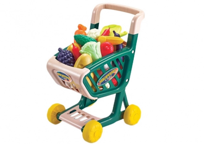 Kindereinkaufswagen Set Gemüse und Obst grün