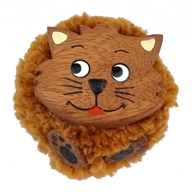 Großer Holzmagnet Pompon Katze