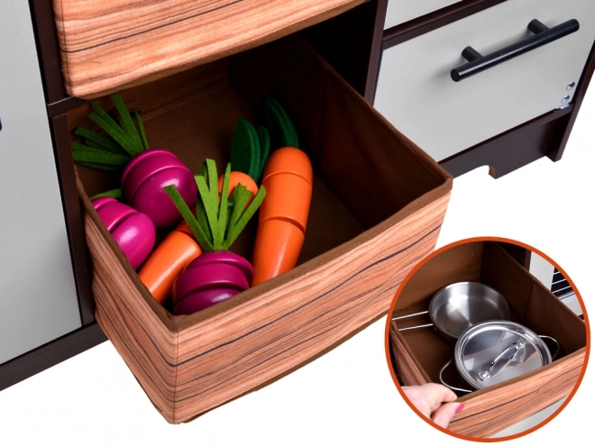 Kinder-Holzküche Loft mit Kühlschrank