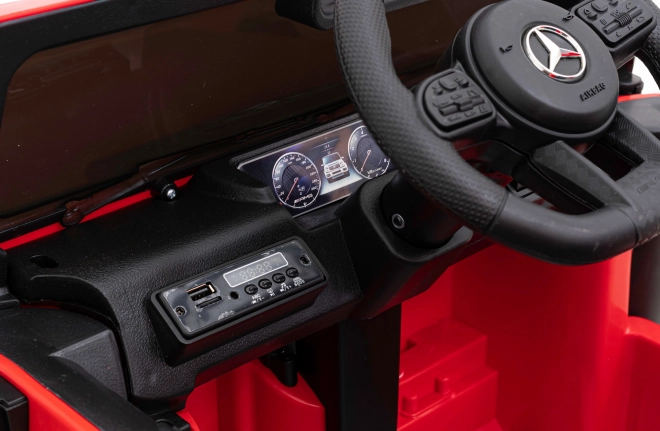 Mercedes AMG G63 für Kinder Rot + Fernbedienung + MP3 LED + Langsamer Start + EVA + Gurte