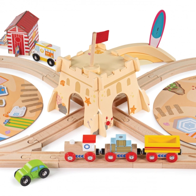 Bigjigs Rail Holz-Eisenbahn Küstenreinigungssatz 70 Teile