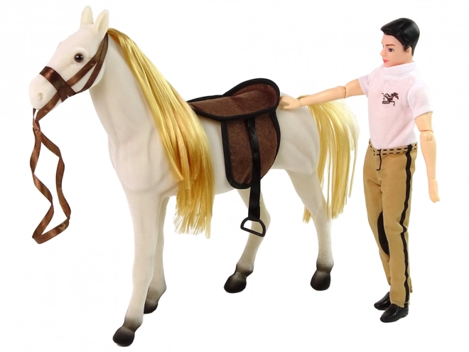 Reiterpuppe mit weißem Pferd