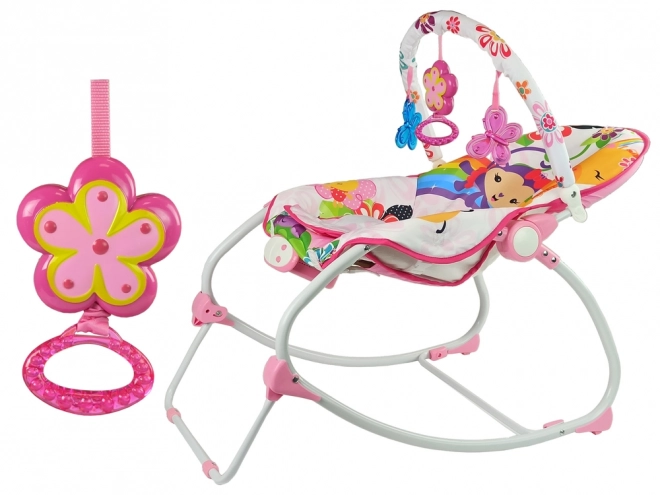 Babyliege 2-in-1 Rosa Blume mit Musik und Vibration