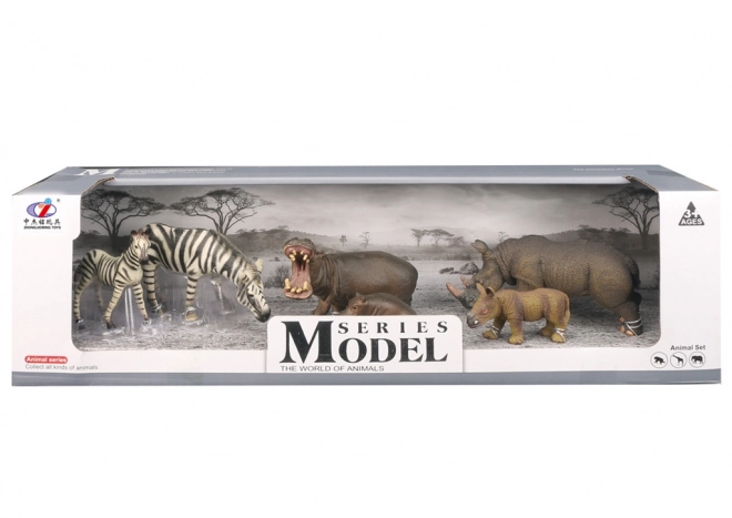 Tierwelt Zebra Nashorn Nilpferd Set