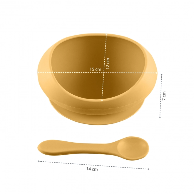 Silikonschüssel mit erhöhtem Rand und Saugnapf Sand Beige