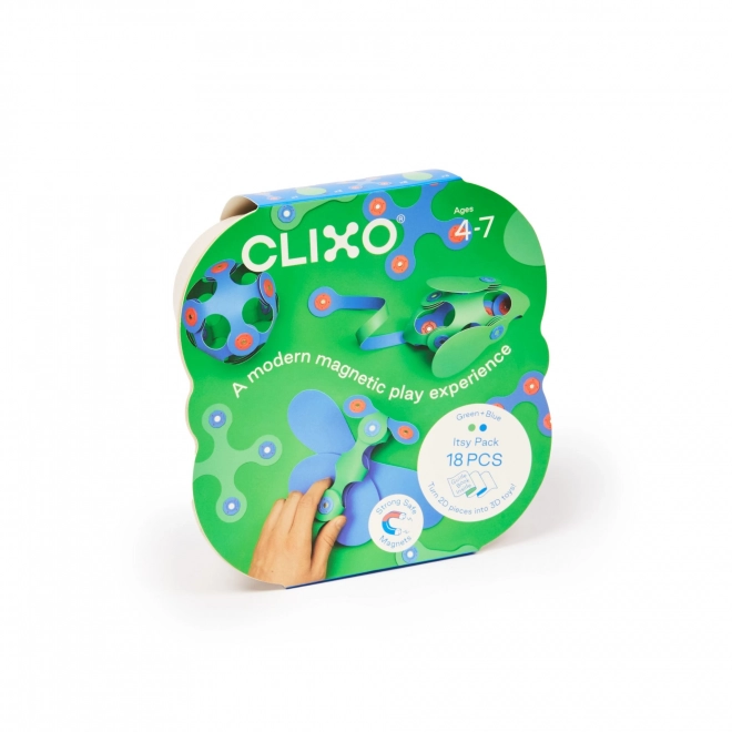 Clixo Itsy Magnetische Konstruktionsspielzeug Grün & Blau