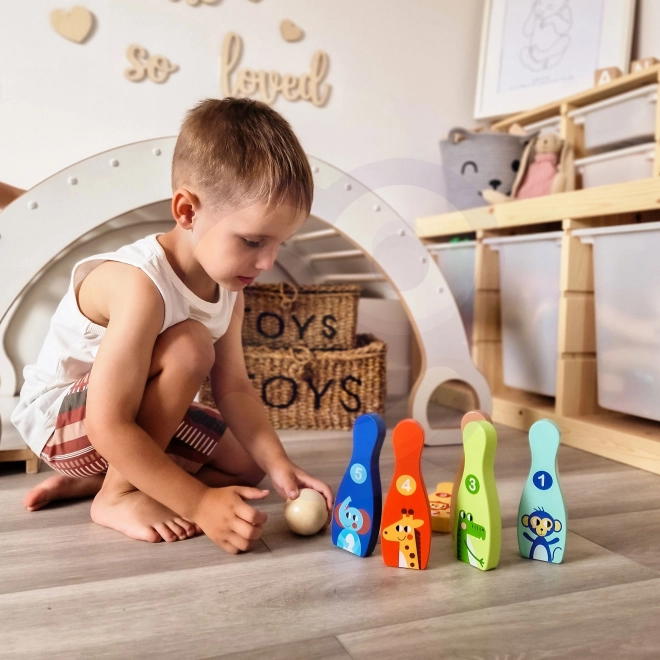 Drewniane Kinderspielzeug Bowling Set