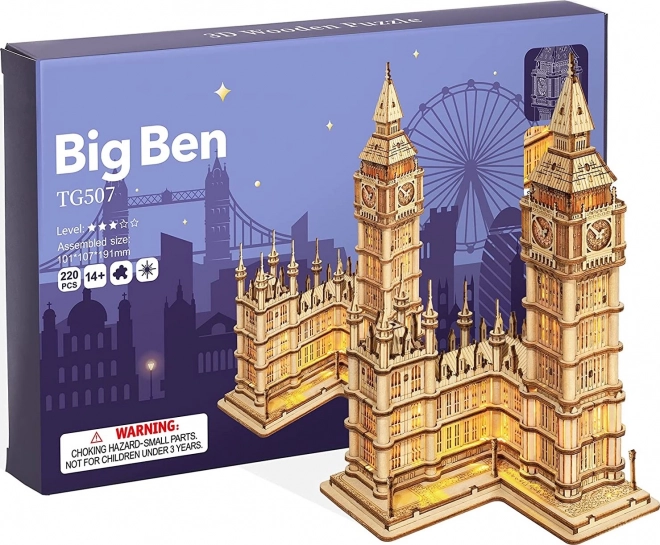 RoboTime hölzernes 3D-Puzzle Big Ben leuchtend