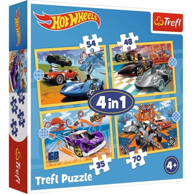 Hot Wheels Fahrzeuge Puzzle 4-in-1