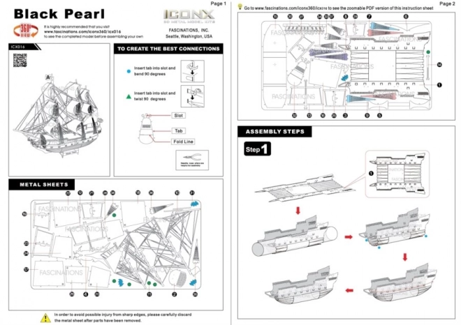 Metal Earth 3D Puzzle Black Pearl - Schwarze Perle