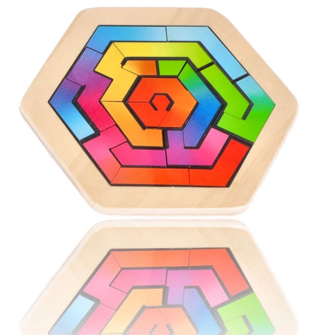 GOKI Holzpuzzle Knobelspiel Sechseck 18 Teile