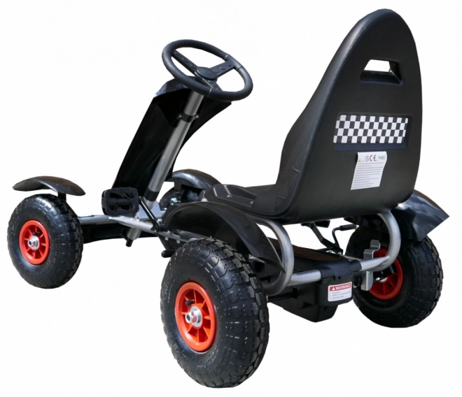Renn-Tret-Go-Kart XL für Kinder ab 3 Jahren schwarz + aufblasbare Räder + verstellbarer Sitz + Freilauf