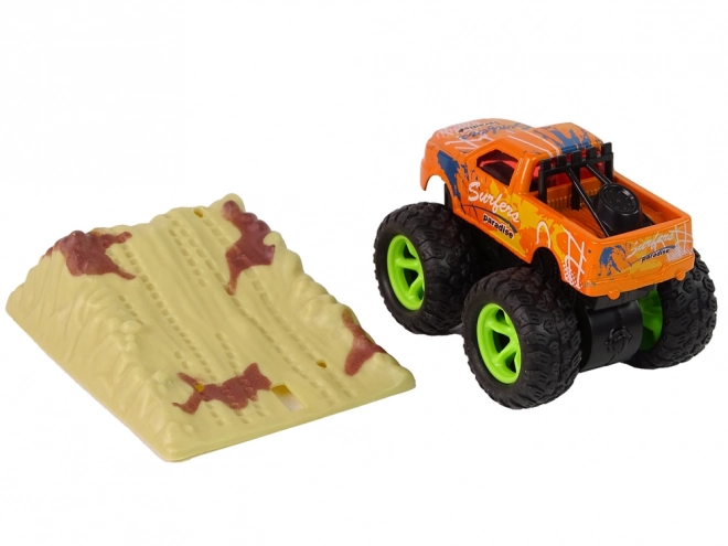 Monster Truck Spielzeugauto mit Rückziehantrieb und Sprungrampe