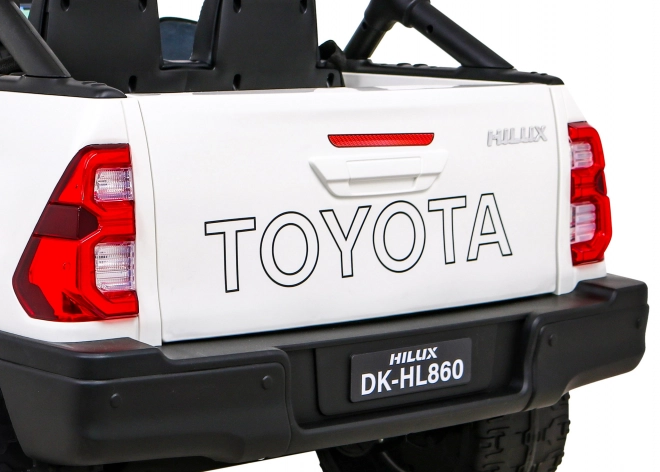 Toyota Hilux Batterie für Kinder Weiß + Antrieb 4x4 + Fernbedienung + 2 Gepäckträger + Radio MP3 + LED-Leuchte