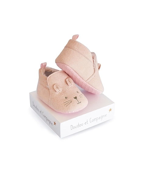 Geschenkset Booties Mit Katzengesicht 0-6 Monate Rosa