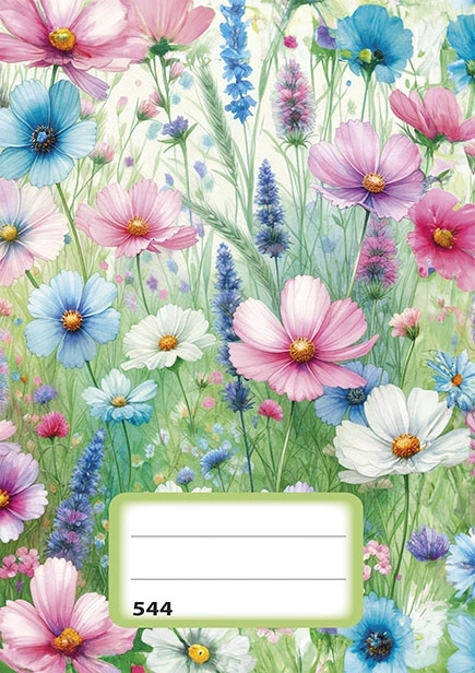 A5-Heft liniert mit Blumenmotiv, 40 Blatt