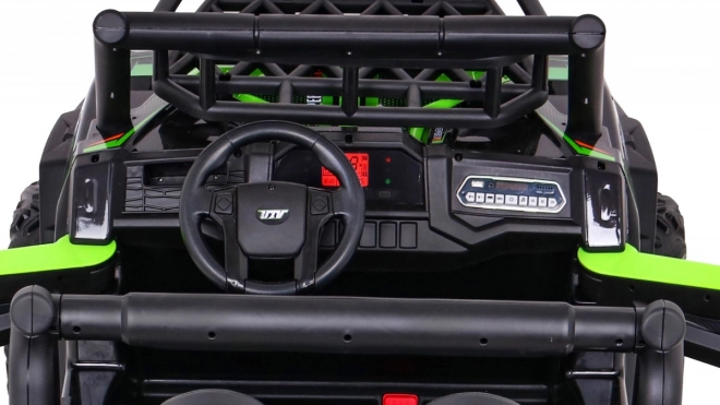 Buggy UTV Offroader für Kinder Grün + Fernbedienung + Gepäckträger + langsamer Start + EVA + MP3 LED