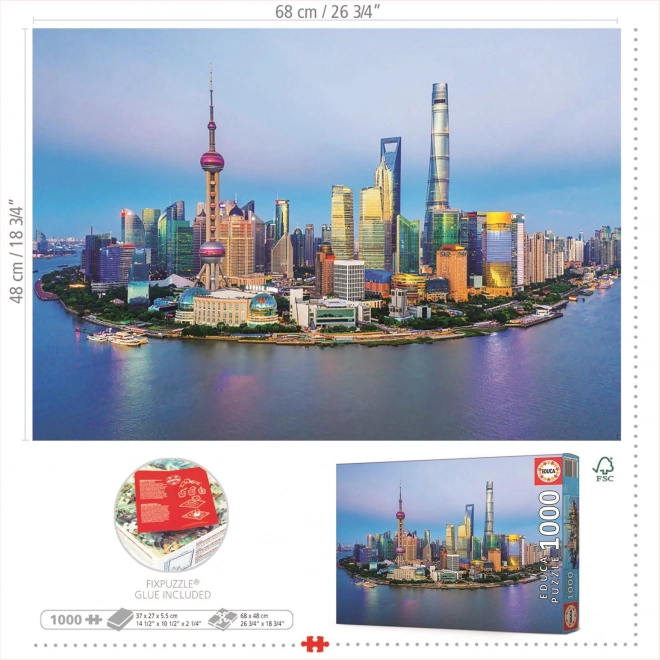 Puzzle Panorama von Shanghai bei Sonnenuntergang 1000 Teile