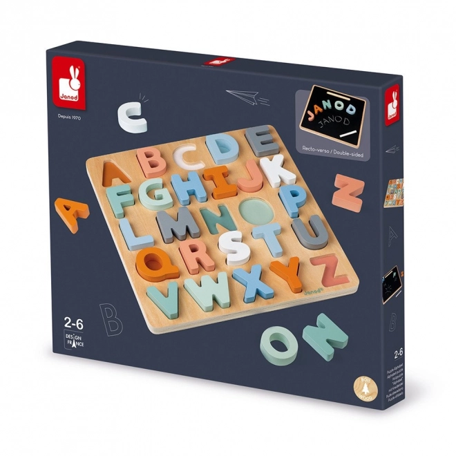 Holzpuzzle Alphabet mit Tafel von Janod