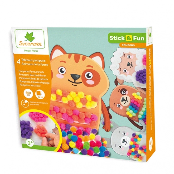Stick & Fun - Bastelset mit Pompons - Haustiere