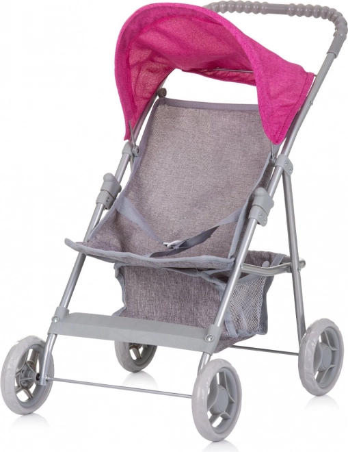 Sportkinderwagen für Puppen Alice Grau, Rosa Leinen