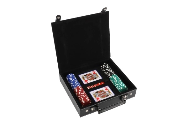 Poker-Set im Koffer mit 100 Chips, Karten und Würfeln