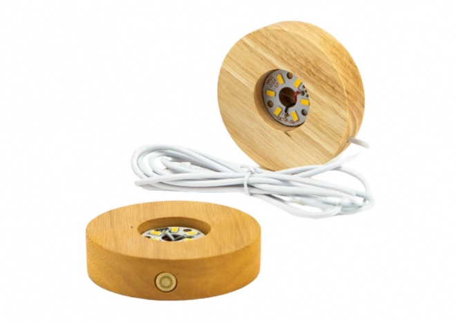 Leuchtende Kristallkugel 3D Medusa Lampe mit Holzsockel