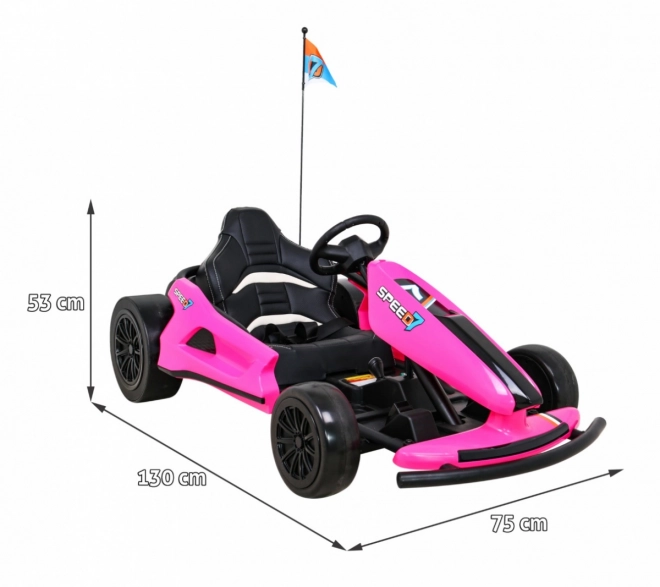 Speed 7 Drift King batteriebetriebenes Kart für Kinder Rosa + Driftfunktion + Sportsitz + 2 Geschwindigkeiten + EVA