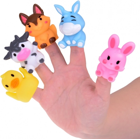 Gummi-Fingerpuppen Bauernhof-Tiere - Set mit 5 Figuren