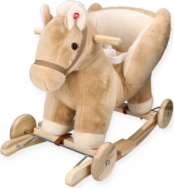 Schaukelpferd Pegas beige mit Sitz und Rädern