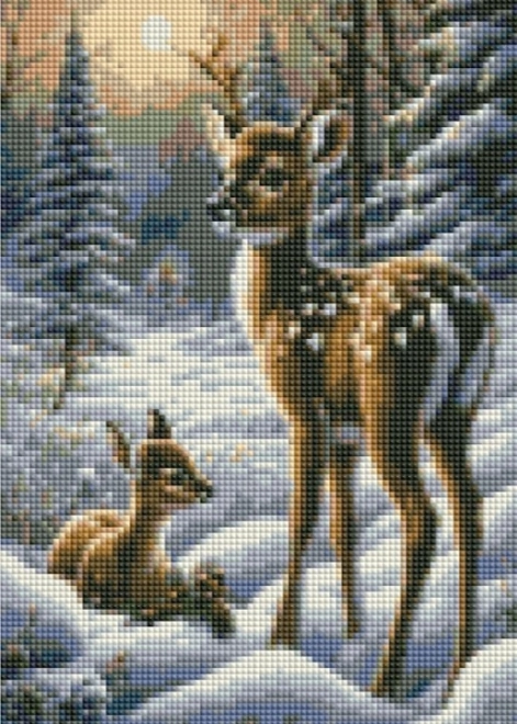Diamantmosaik - Hirsche im Schnee
