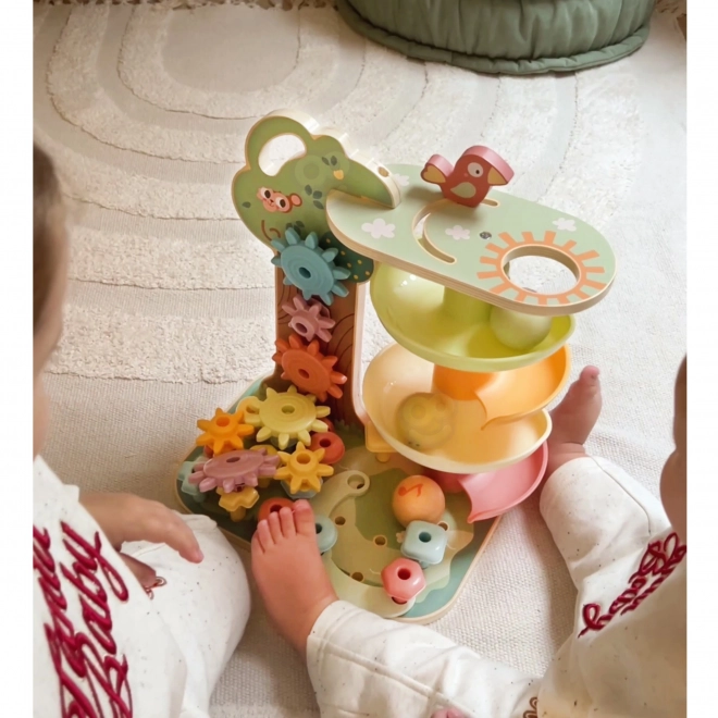 Aktivitätsspiel Baum Kugelbahn Montessori 4-in-1