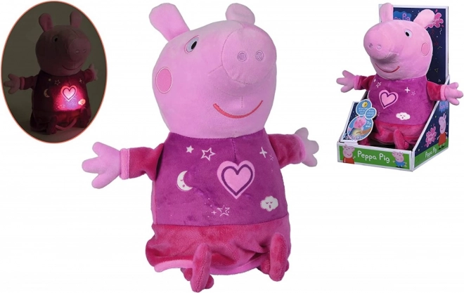 Peppa Pig 2-in-1 Kuscheltier mit Schlaflied und Licht, rosa, 25 cm