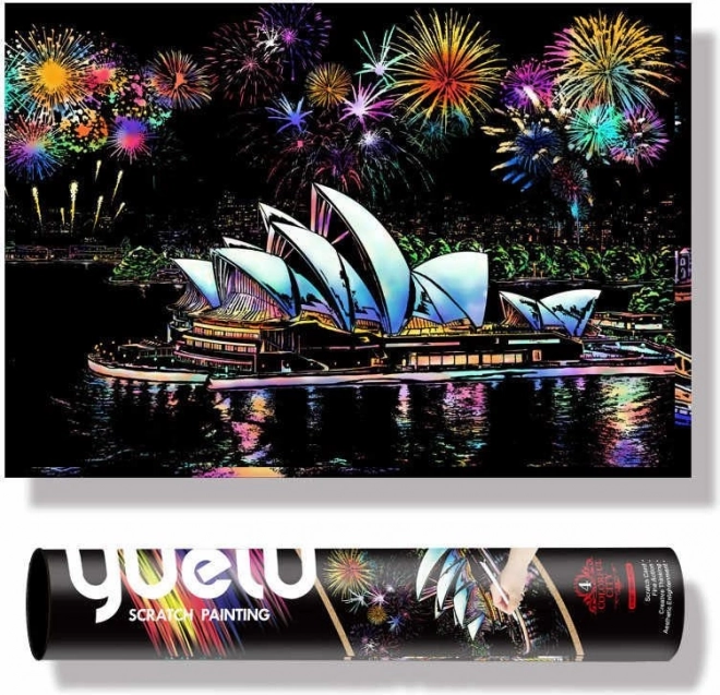 Kratzerbild der Oper in Sydney 75x52 cm