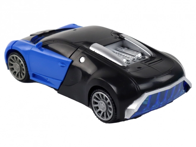 2-in-1 Auto Roboter Bugatti Blau mit Lichteffekten