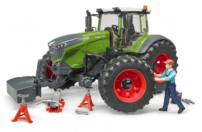 Bruder Fendt 1050 Vario Traktor mit Mechaniker und Werkstattzubehör