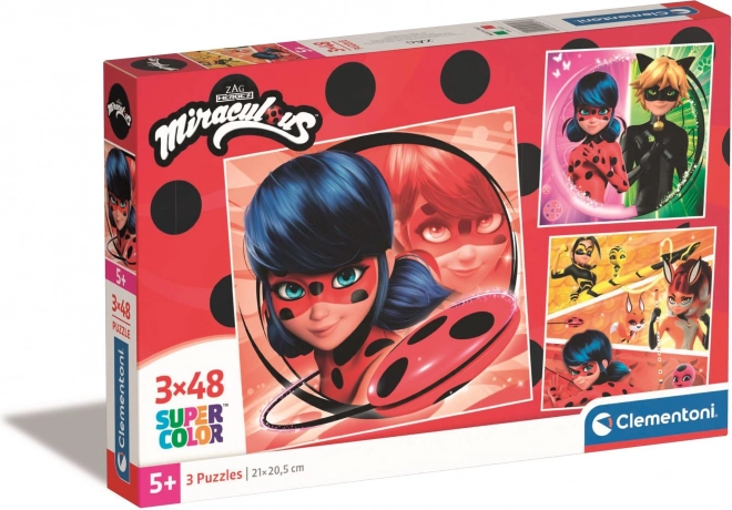 Puzzle Miraculous Ladybug und Schwarze Katze 3x48 Teile